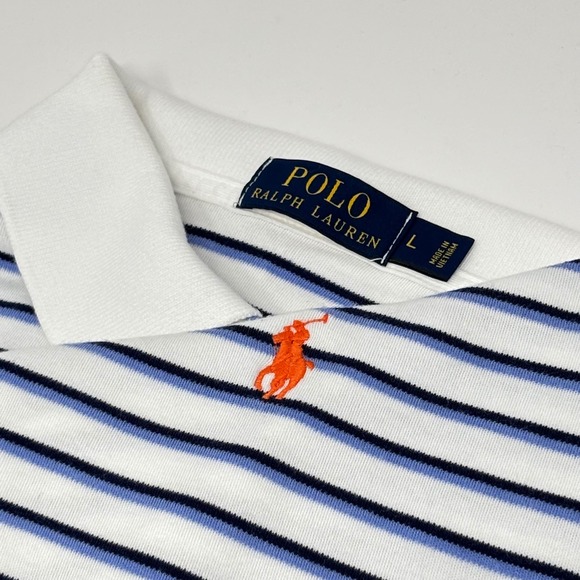 Polo Ralph Lauren Other - Polo Ralph Lauren Shirt Men's Large White Blue Stripe Soft Ringer Polo
